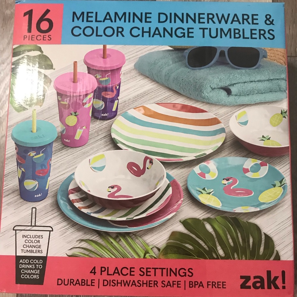 16 PCs Melamine Dinner Ware and Tumbler Set